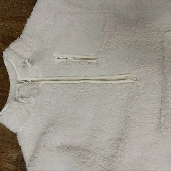 harlow white sherpa cinch waist quarter zip pullover - Picture 2 of 4